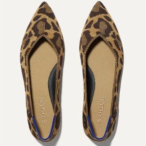 Rothys Leopard Flats size 7.5 in metallic cat like new